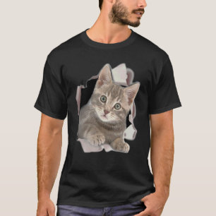 Schattig katje gebarsten Tabby katje gescheurd T-shirt