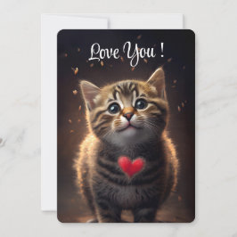 Schattig Katje Houdt Van Jou - Valentijnsdag Feestdagenkaart