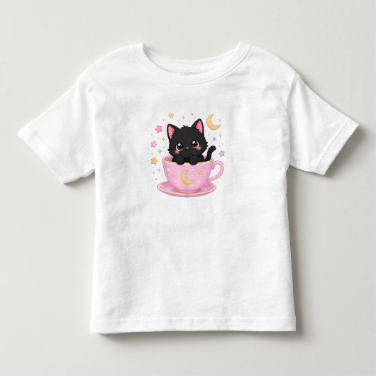 schattig katje in kopje kinder shirts (Voorkant)