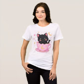 schattig katje in kopje Tri-Blend shirt (Voorkant volledig)