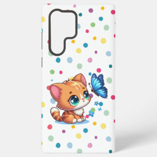 Schattig katje/kat & vlinder samsung galaxy hoesje