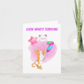 Schattig katje met 1e verjaardag ballonnen kaart (Voorkant)
