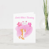 Schattig katje met 4e verjaardag ballonnen kaart (Voorkant)