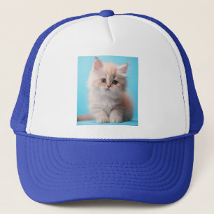 Schattig katje met blauwe achtergrond trucker pet