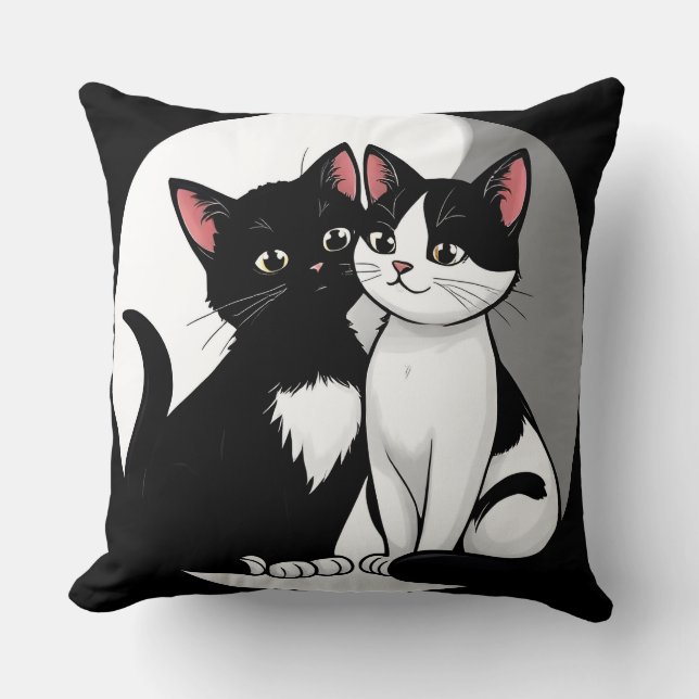 🐱 Schattig Katten Duo Gezellige Thuis Stijl Liefd Kussen (Voorkant)