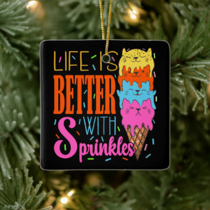 Schattig katten leven is beter met sprenkels kat l keramisch ornament