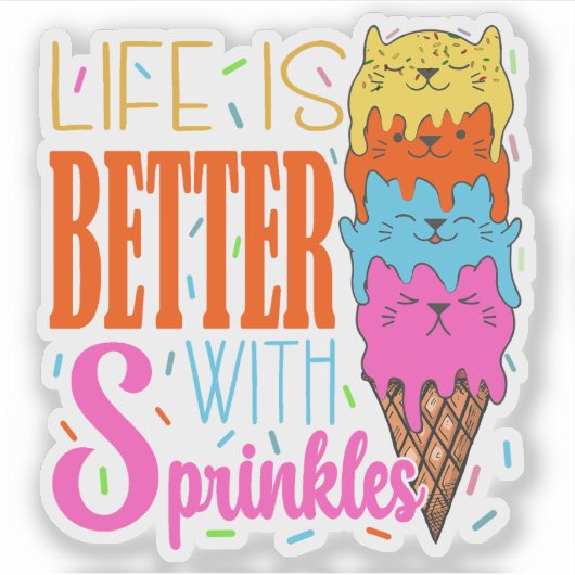 Schattig katten leven is beter met sprenkels kat l sticker (Voorkant)