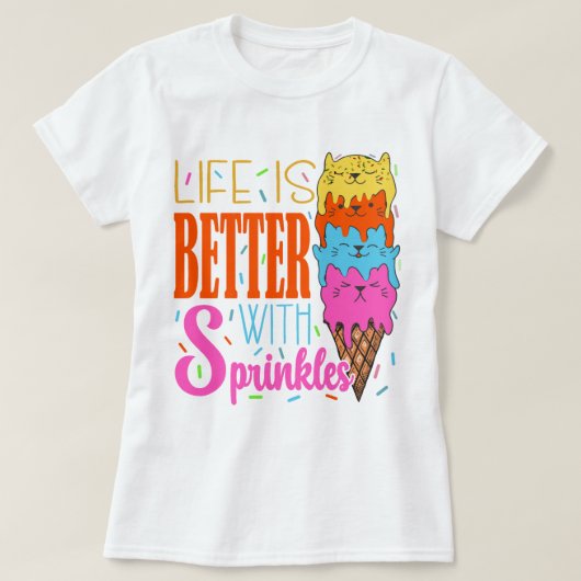 Schattig katten leven is beter met sprenkels kat l t-shirt (Design voorkant)