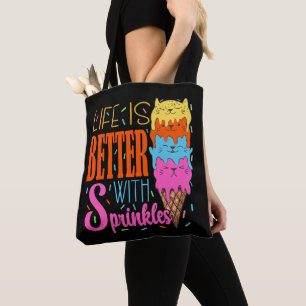 Schattig katten leven is beter met sprenkels kat l tote bag