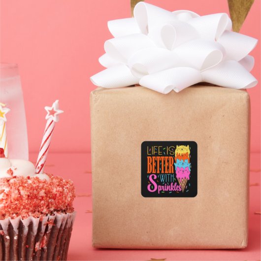 Schattig katten leven is beter met sprenkels kat l vierkante sticker (Feest)