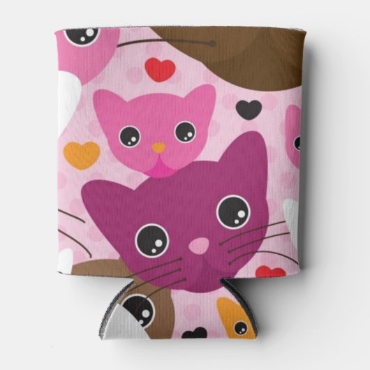 schattig kattenachtergrond blikjeskoeler (Voorkant)