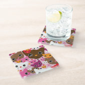 schattig kattenachtergrond glazen onderzetter (Schuin)