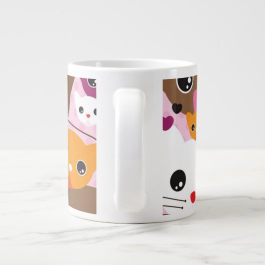 schattig kattenachtergrond grote koffiekop (Achterkant)