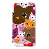 schattig kattenachtergrond incipio iPhone portemonnee hoesje (Voorkant Agenda)