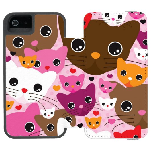 schattig kattenachtergrond incipio iPhone portemonnee hoesje (Agenda Open)