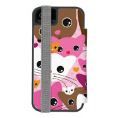 schattig kattenachtergrond incipio iPhone portemonnee hoesje (Agenda Achterkant)