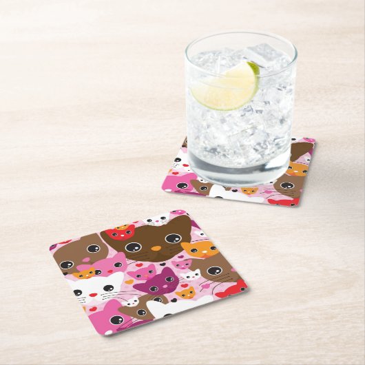 schattig kattenachtergrond kartonnen onderzetters (Insitu)