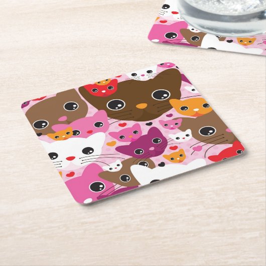 schattig kattenachtergrond kartonnen onderzetters (Schuin)