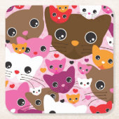schattig kattenachtergrond kartonnen onderzetters (Voorkant)