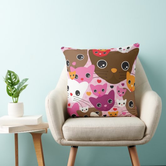 schattig kattenachtergrond kussen (Stoel)