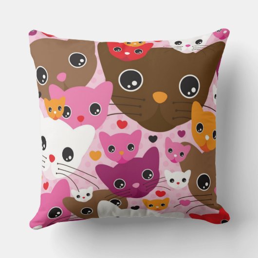schattig kattenachtergrond kussen (Achterkant)