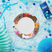 schattig kattenachtergrond papieren bordje (Feest)