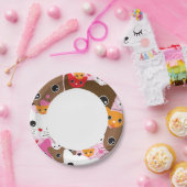 schattig kattenachtergrond papieren bordje (Feest)