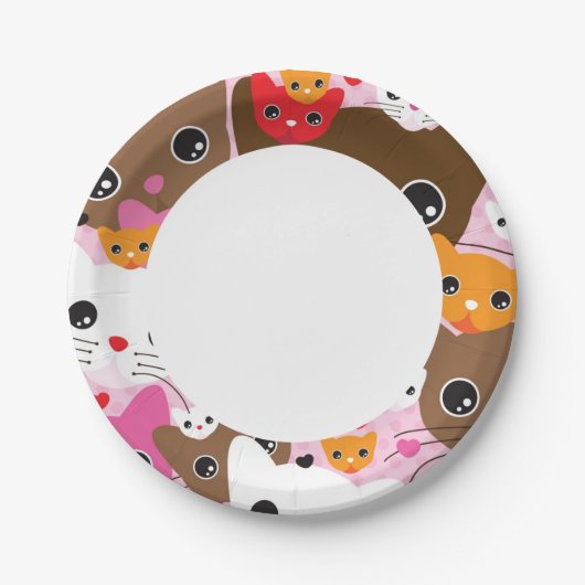 schattig kattenachtergrond papieren bordje (Voorkant)