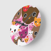 schattig kattenachtergrond ronde klok (Hoek)