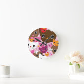 schattig kattenachtergrond ronde klok (Huis)