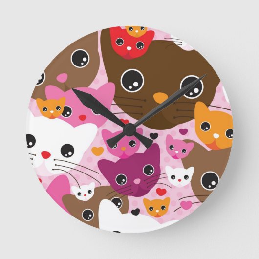 schattig kattenachtergrond ronde klok (Voorkant)
