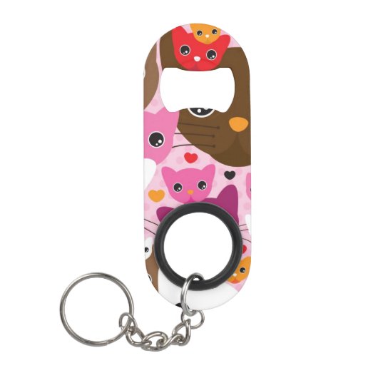 schattig kattenachtergrond sleutelhanger flessenopener (Voorkant)