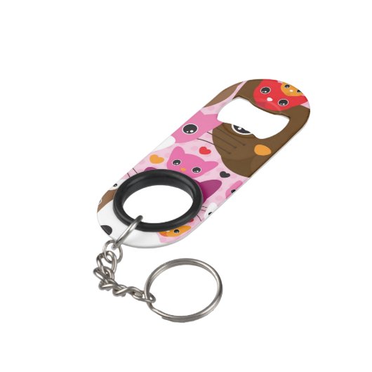schattig kattenachtergrond sleutelhanger flessenopener (Achterkant Gekanteld)