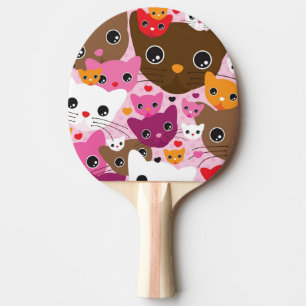 schattig kattenachtergrond tafeltennisbatje