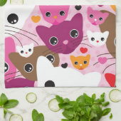 schattig kattenachtergrond theedoek (Gevouwen)