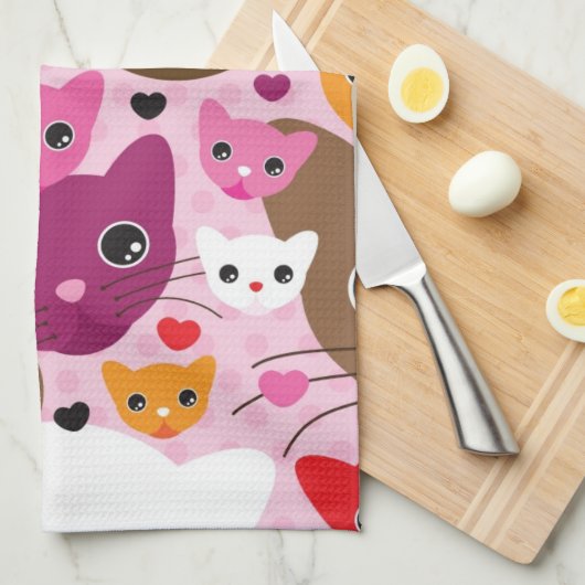 schattig kattenachtergrond theedoek (Quarter Fold)