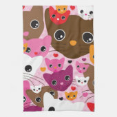 schattig kattenachtergrond theedoek (Verticaal)