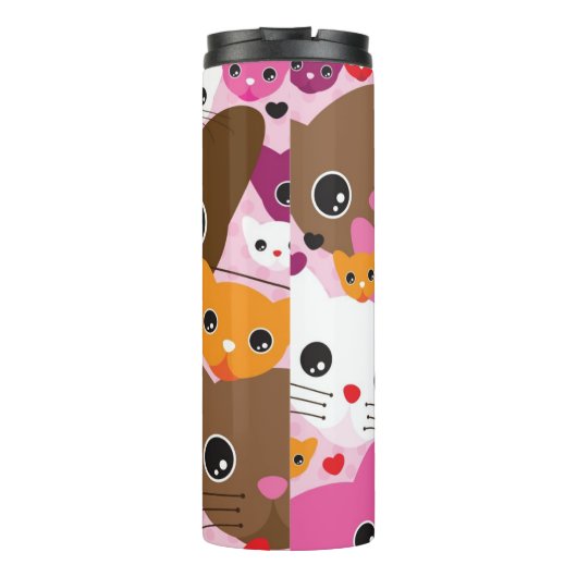schattig kattenachtergrond thermosbeker (Achterkant)