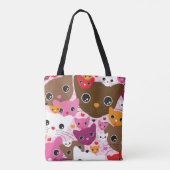 schattig kattenachtergrond tote bag (Achterkant)
