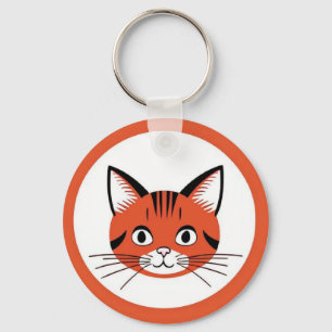 Schattig kattengezicht in cartoonstijl met strak g sleutelhanger