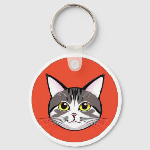 Schattig kattengezicht in cartoonstijl met strak g sleutelhanger