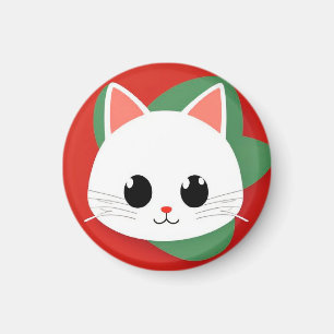 Schattig kattengezicht in cartoonstijl met vet gra magneet