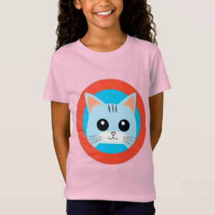 Schattig kattengezicht in cartoonstijl t-shirt