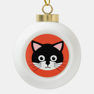 Schattig Kattengezicht Levendige Illustratie Keramische Bal Ornament