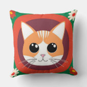 Schattig Kattengezicht Levendige Illustratie Kussen (Achterkant)