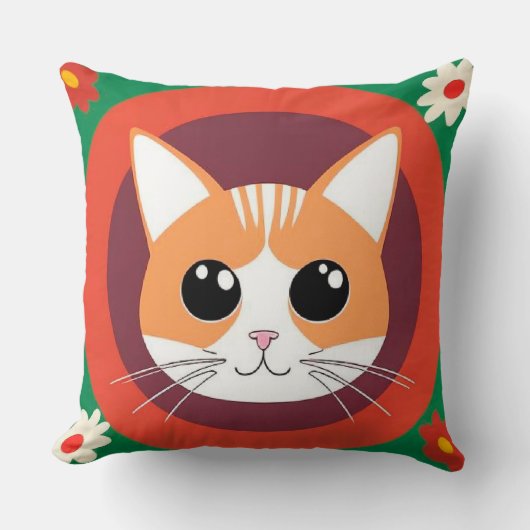 Schattig Kattengezicht Levendige Illustratie Kussen (Voorkant)