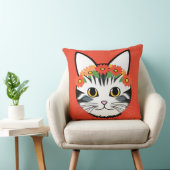 Schattig Kattengezicht Levendige Illustratie Kussen (Stoel)