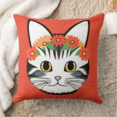 Schattig Kattengezicht Levendige Illustratie Kussen (Deken)