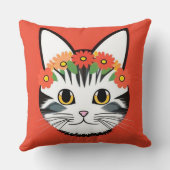 Schattig Kattengezicht Levendige Illustratie Kussen (Achterkant)