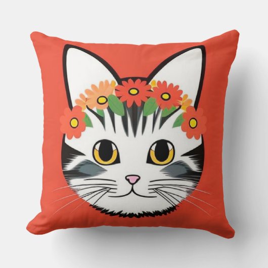 Schattig Kattengezicht Levendige Illustratie Kussen (Voorkant)